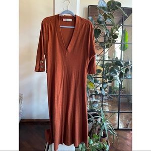 V neck midi dress